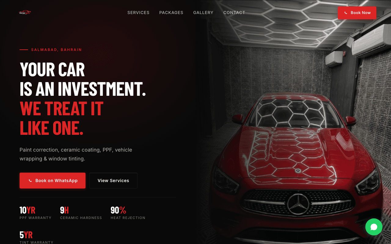 Custom Touch Car Care website screenshot